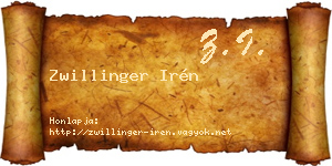 Zwillinger Irén névjegykártya
